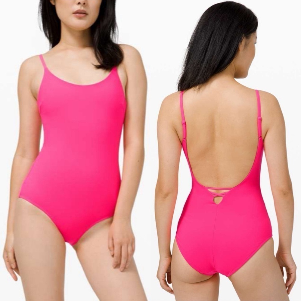 Lululemon Salt Laced One Piece Swimsuit Pink Highlight Size 12 Nwt - Picture 11 of 11